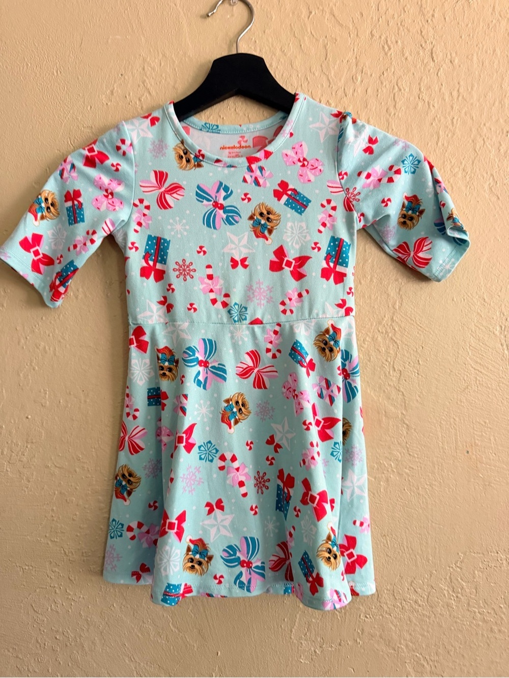 Nickelodeon Light Blue Holiday Print Kids Dress